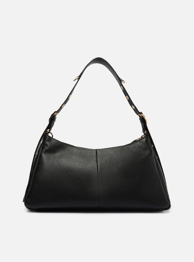 Bolsa Tiracolo Preta Couro Grande Bag Charm