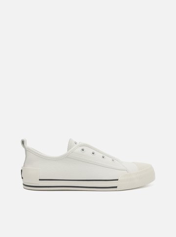 Tênis Slip On Branco Couro Elástico