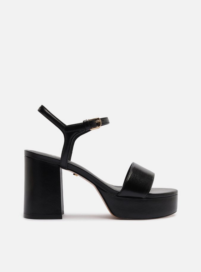 Sandália Preta Couro Meia Pata Básica