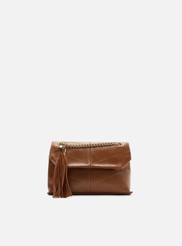 Bolsa Tiracolo Marrom Couro Pequena Barbicacho