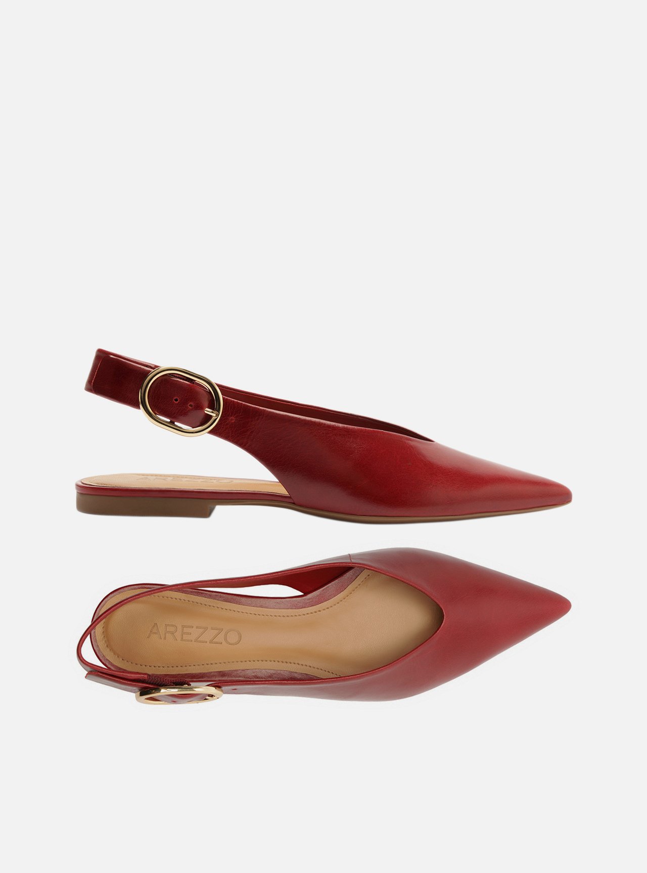 Sapatilha Vermelha Couro Slingback Bico Fino Becca — foto 5
