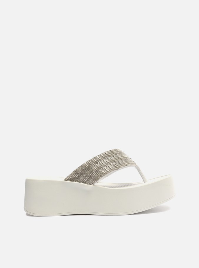 Tamanco Branca Strass Flatform Lulu Brizza