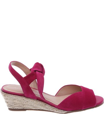 Sandália Anabela Nobuck Lace Up Lady Pink