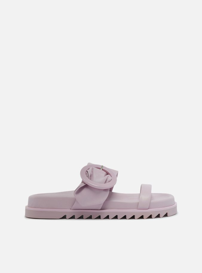 Sandália Roxa Couro Flatform