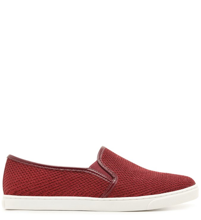 Tênis Slip On Vermelho Sola Baixa Tecido Tela