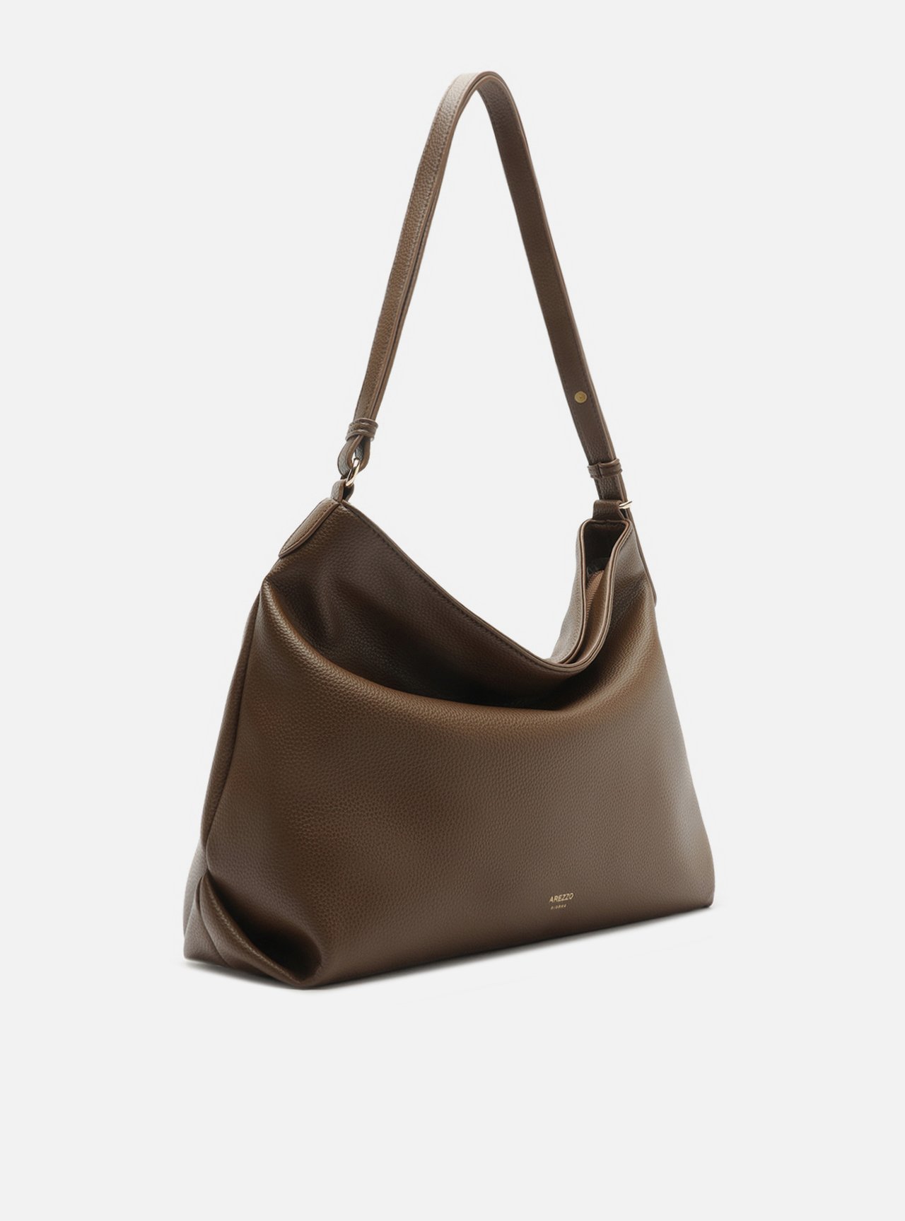 Bolsa Hobo Marrom Média Granulada Metais — foto 2