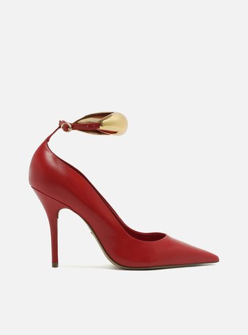 Scarpin Vermelho Couro Salto Fino Tira Silvia Braz