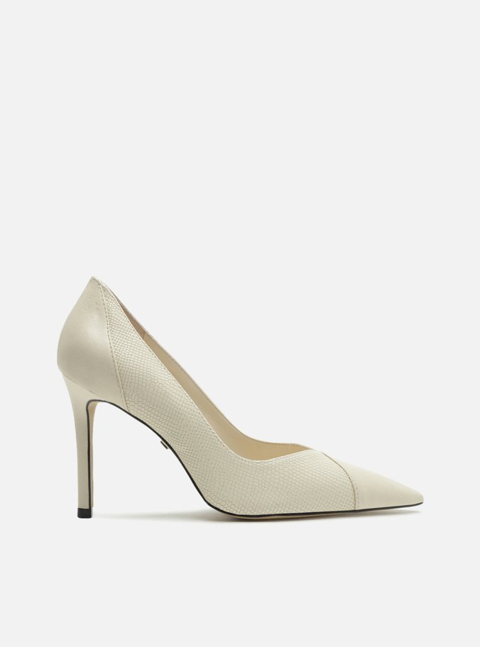 Scarpin Branco Snake Salto Alto Detalhe