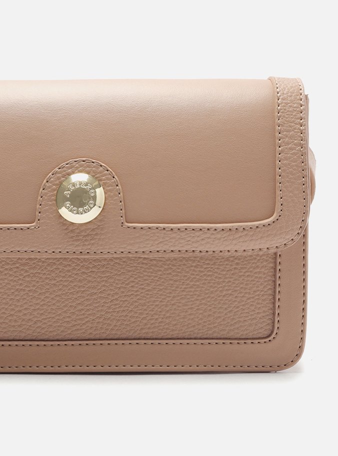 Bolsa Tiracolo Nude Pequena Botão Metal