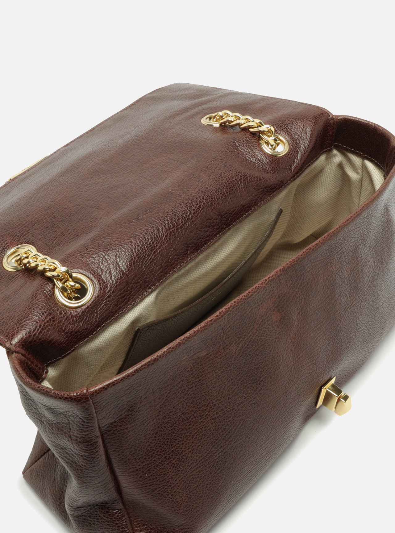 Bolsa Tiracolo Marrom Couro Grande Croco Corrente — foto 4
