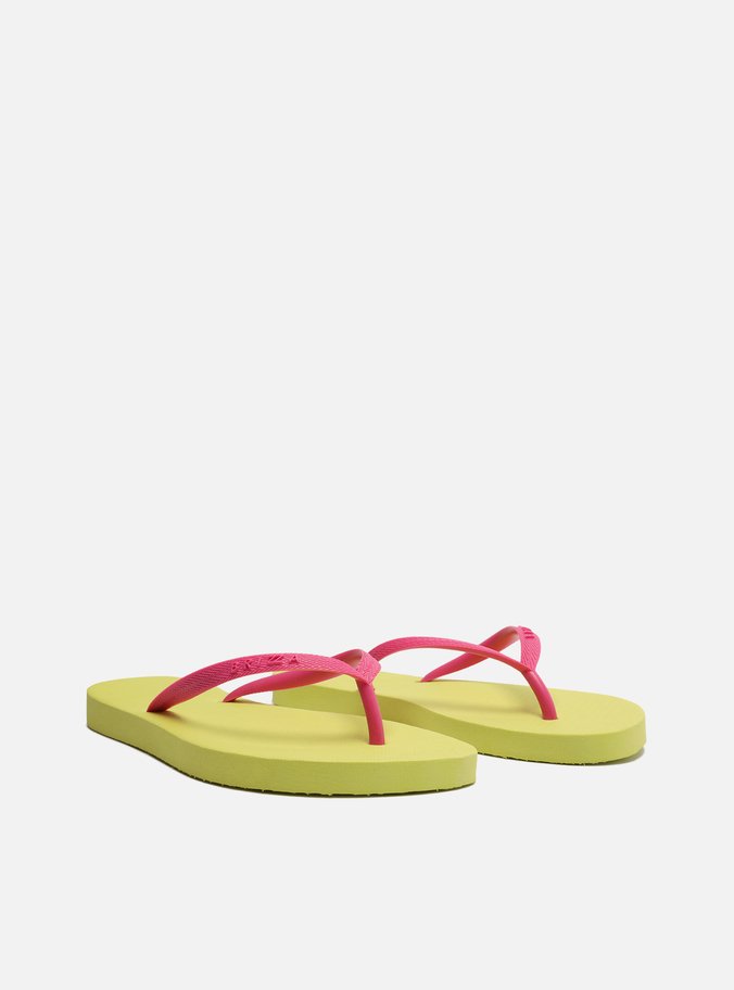 Chinelo de Dedo Multicolorido Tiras Finas Rosa