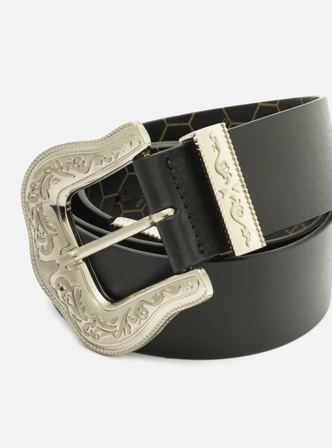 Cinto Preto Couro Fivela Western