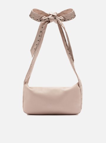 Bolsa Tiracolo Rosa Couro Média Laço