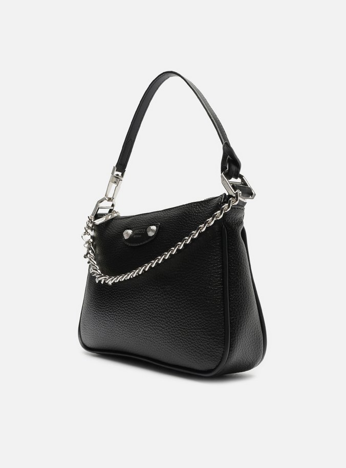 Bolsa Tiracolo Preta Pequena Corrente Tag