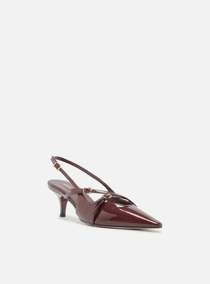 Scarpin Bordô Verniz Salto Médio Slingback Amélia