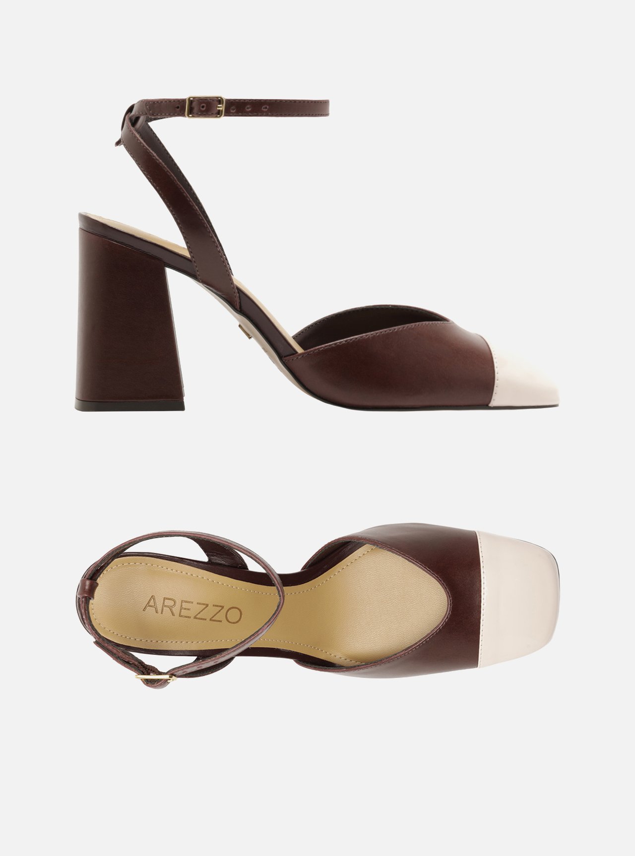 Scarpin Bordô Fivela Cap Toe Branco — foto 5
