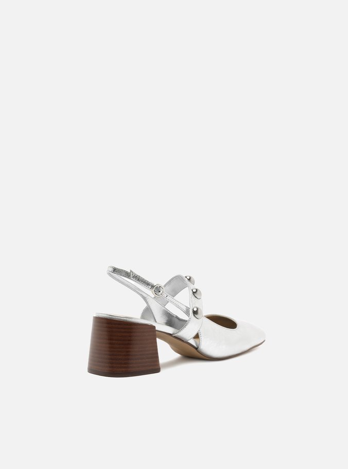 Scarpin Prata Salto Bloco