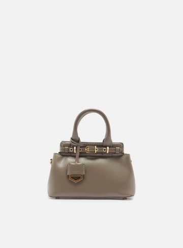 Bolsa Tote Cinza Couro Pequena Bag Charm Victória