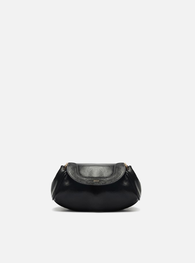 Bolsa Tiracolo Preta Couro Pequena Flap Bag