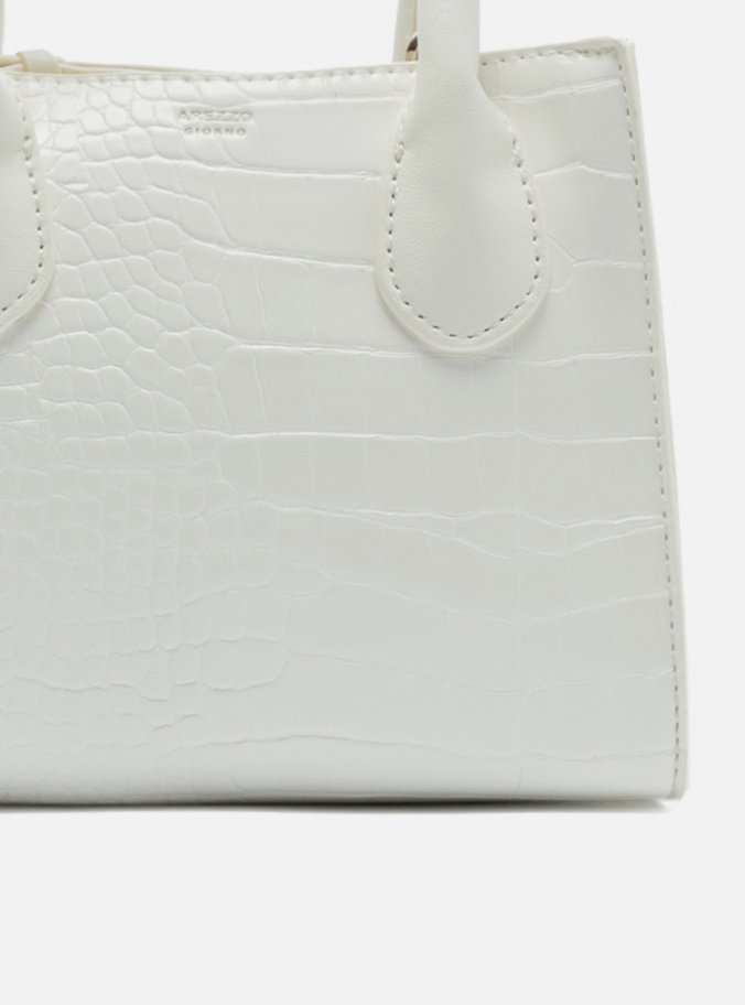 Bolsa Tote Branca Croco Pequena