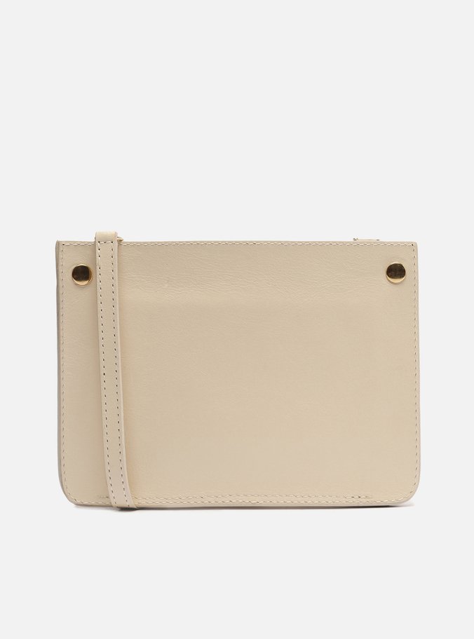 Mini Bolsa Off-White Couro Mel Porta-Celular