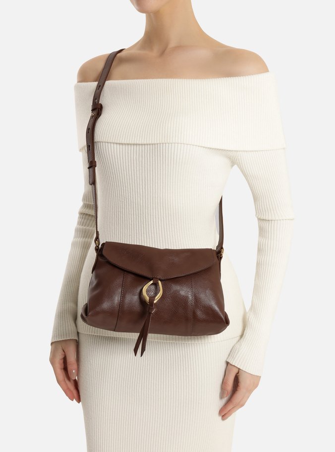 Bolsa Tiracolo Marrom Média Argola Franja