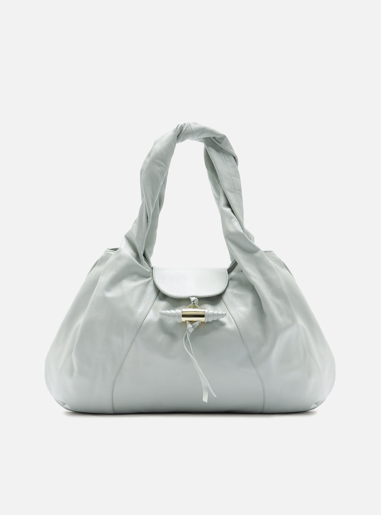 Bolsa Hobo Verde Couro Grande Tiras Metal — foto 1