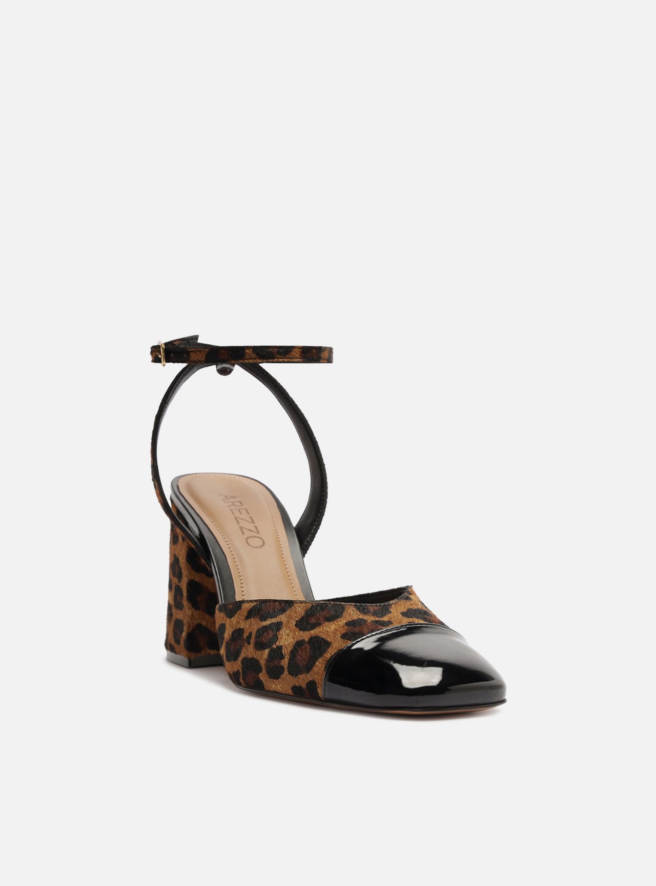 Scarpin Animal Print Salto Bloco Fivela Slingback — foto 2
