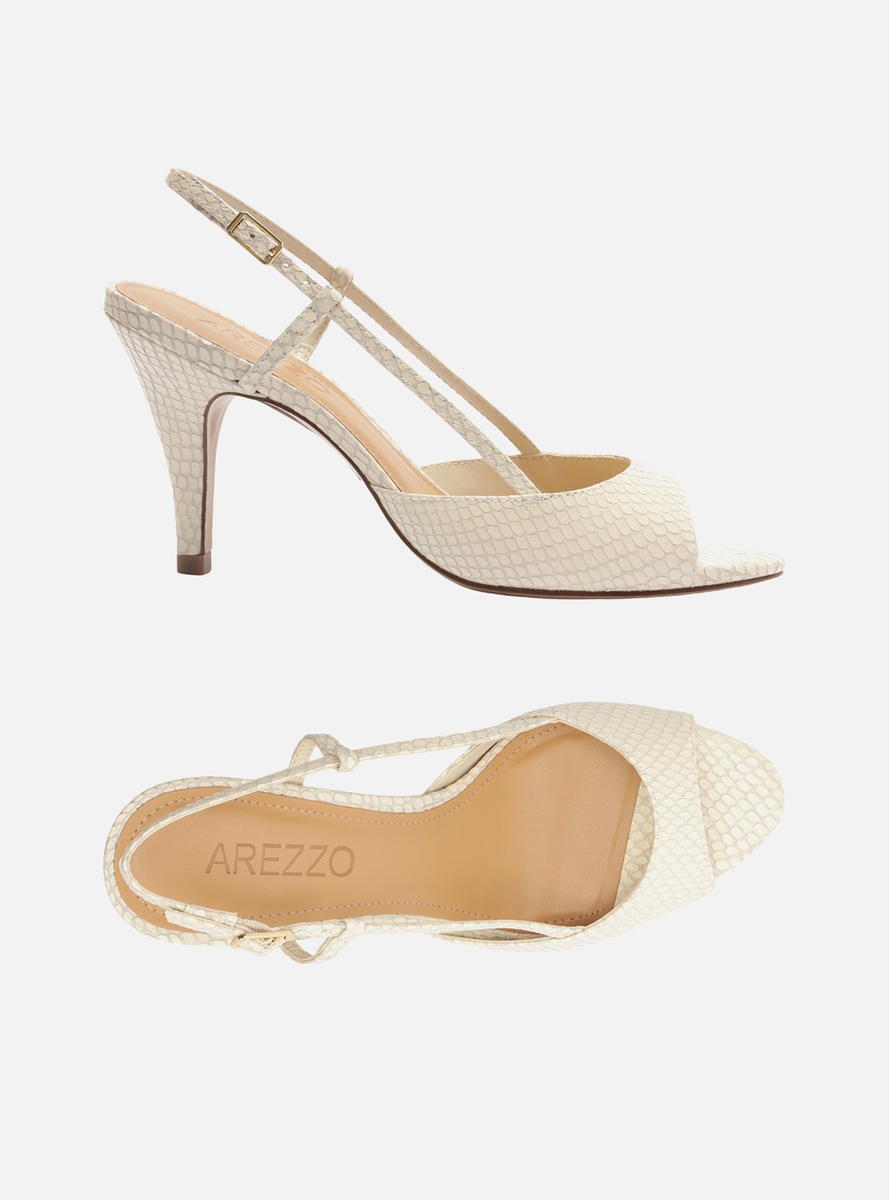 Scarpin Peep Toe Off White Textura Snake — foto 5