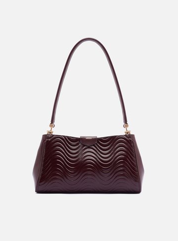Bolsa Shoulder Bordô Couro Wave Média
