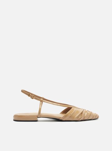 Sapatilha Nude Verniz Bico Fino Slingback
