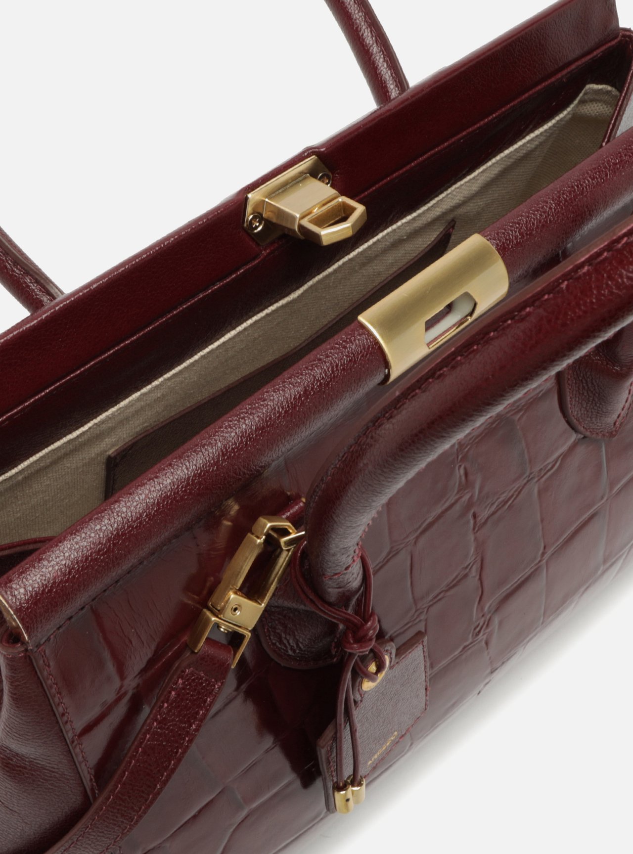 Bolsa Tote Vinho Couro Maxi Croco Grande — foto 4