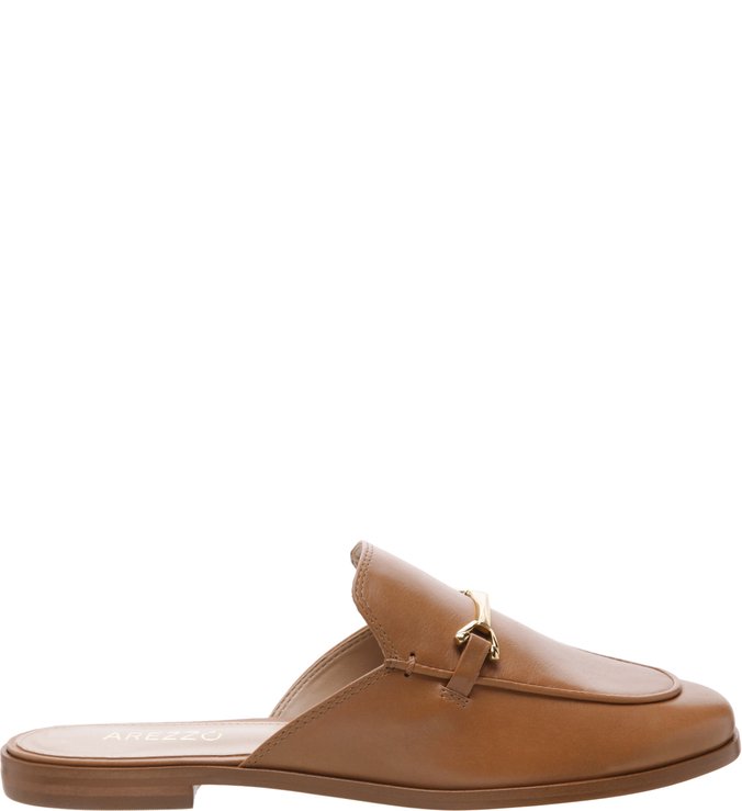 Mule Mocassim Couro Natural Wood