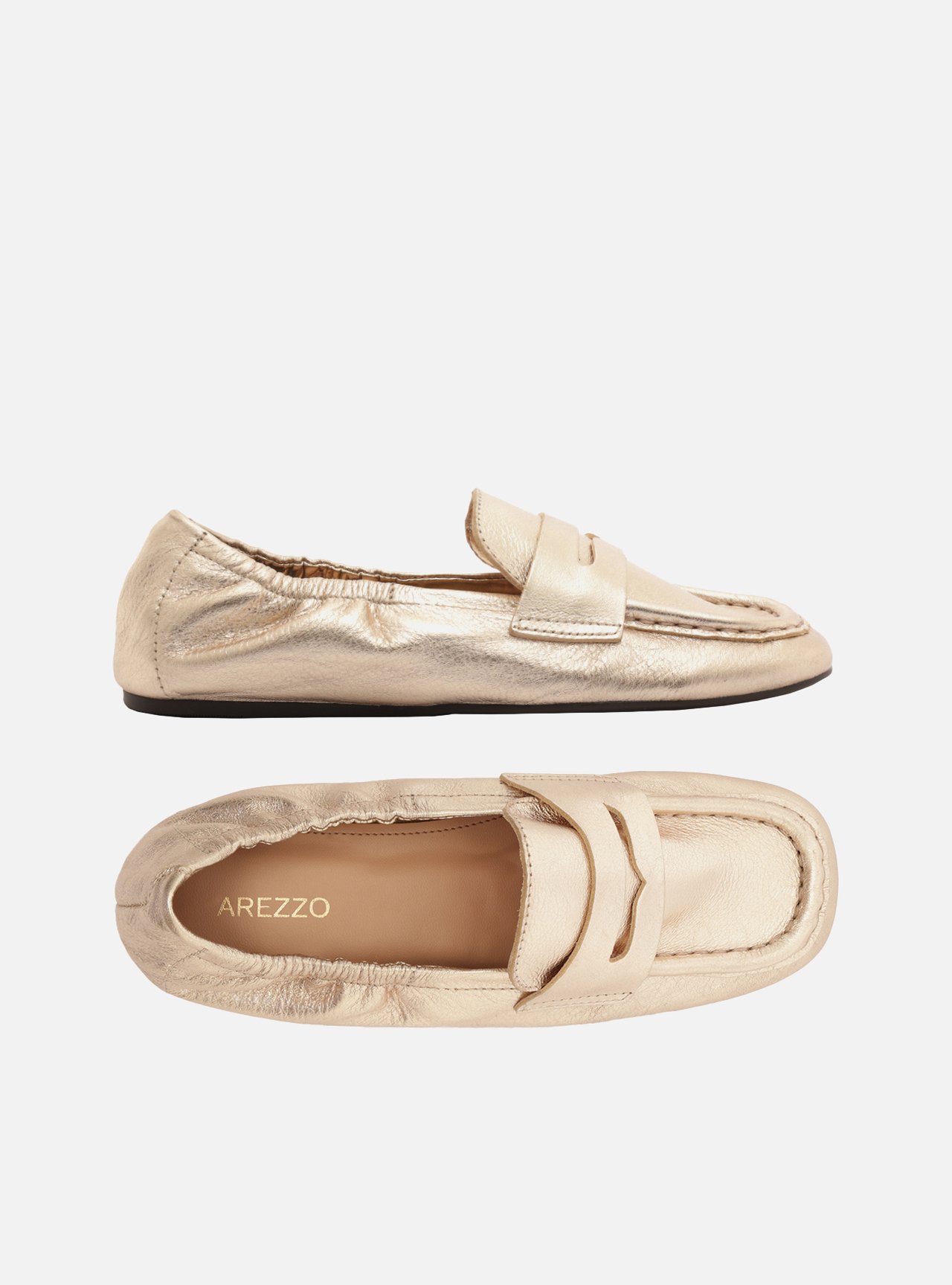Mocassim Dourado Couro Bico Quadrado Soft — foto 6