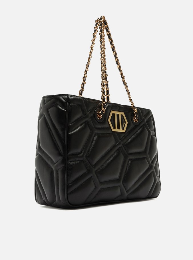 Bolsa Shopping Preta Couro Emma Grande