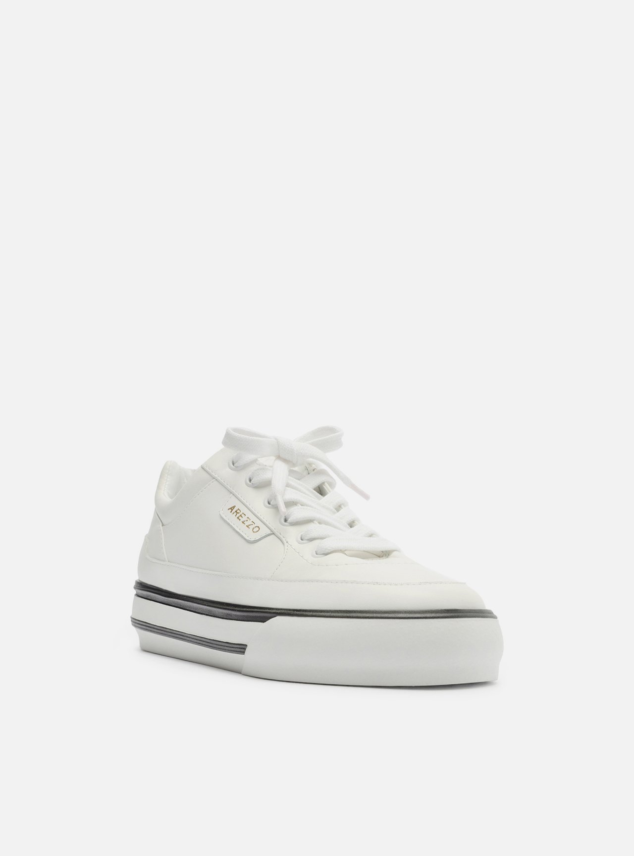 Tênis Branco Couro Flatform Preto — foto 2