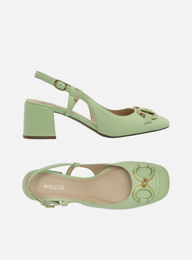 Scarpin Verde Bico Quadrado Bridão