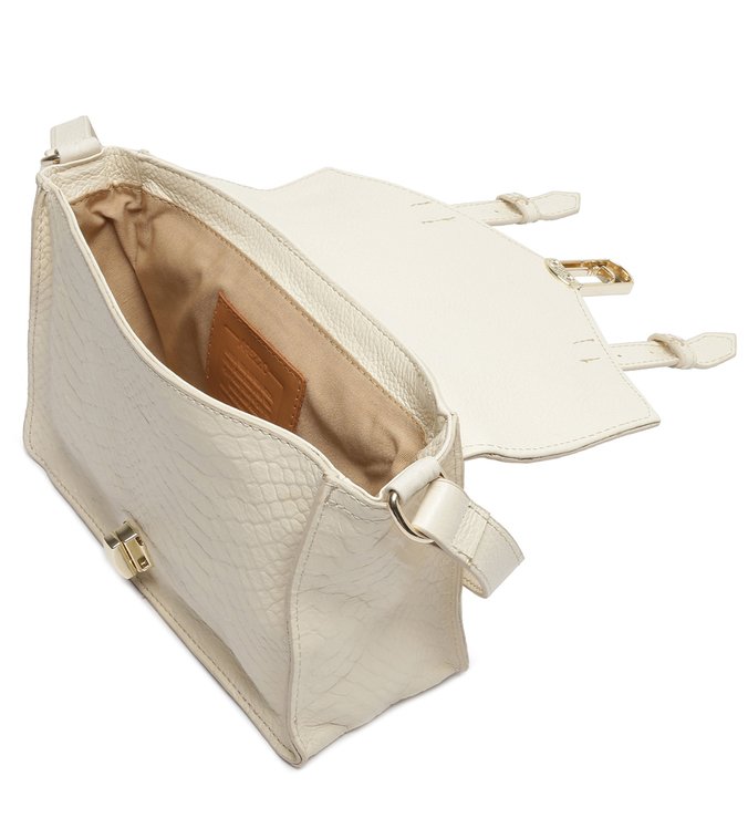 Tiracolo Off-white Couro Python Hellena Média