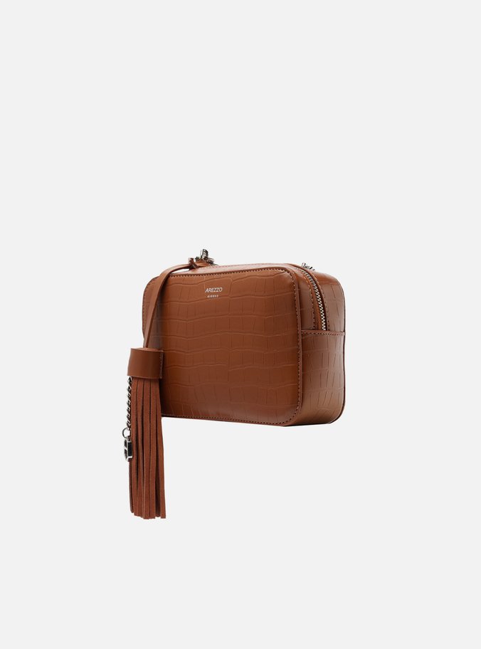Bolsa Tiracolo Marrom Croco Pequena Barbicacho