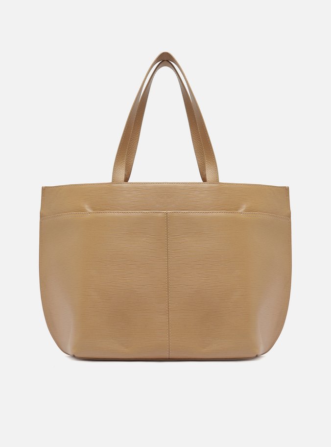 Bolsa Shopping Bege Couro Abraccio Grande