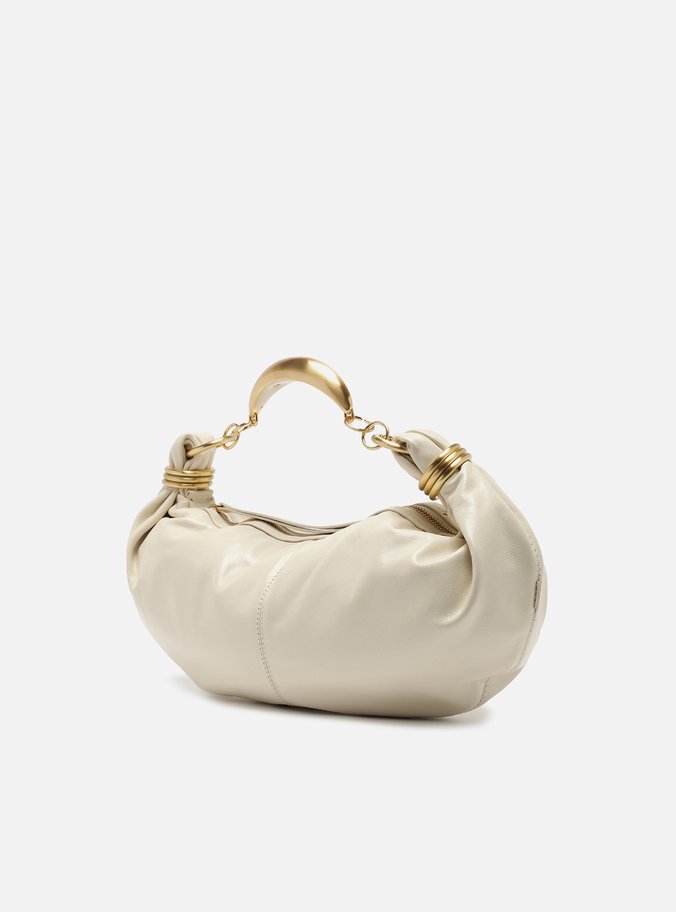 Bolsa Tiracolo Branca Couro Média Alça Argolas
