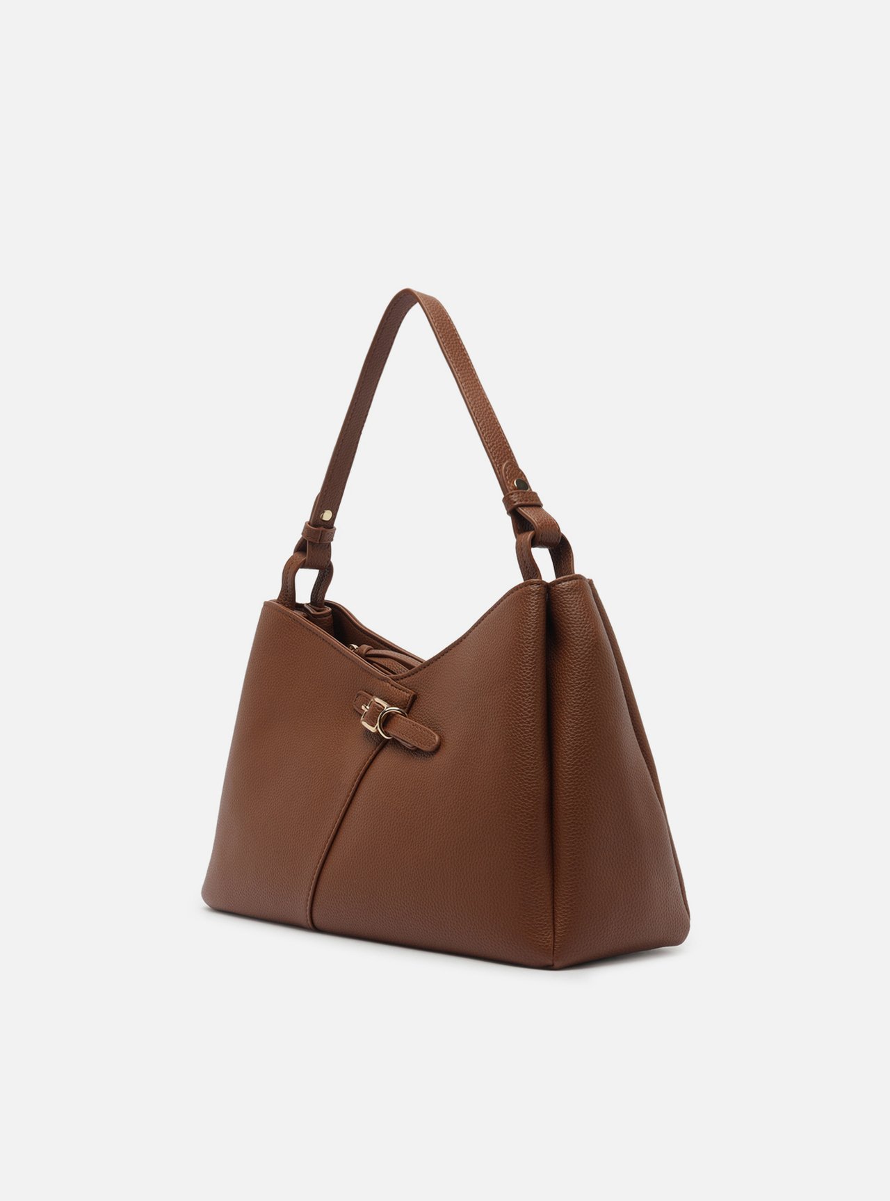Bolsa Shopping Marrom Média Fivela Dourada — foto 2
