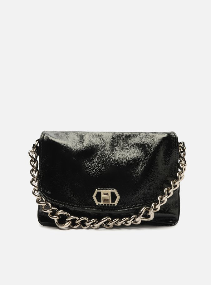Bolsa Tiracolo Preta Couro Amélia Grande