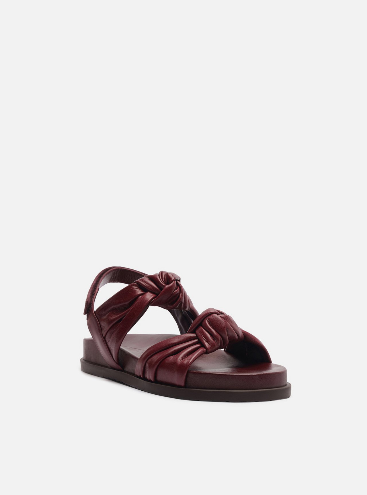 Sandália Papete Bordô Couro Nós Velcro — foto 2