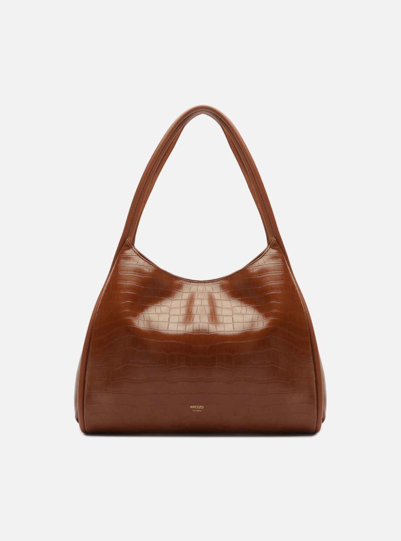 Bolsa Hobo Marrom Média Croco — foto 1