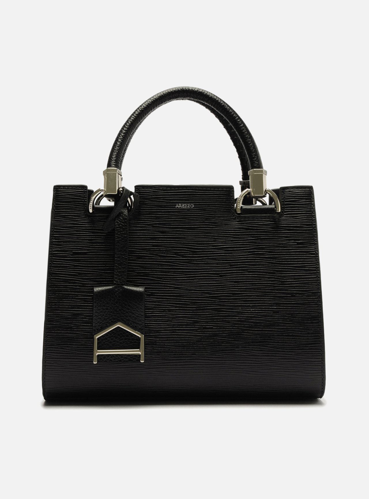 Bolsa Tote Preta Couro Abraccio Média — foto 1