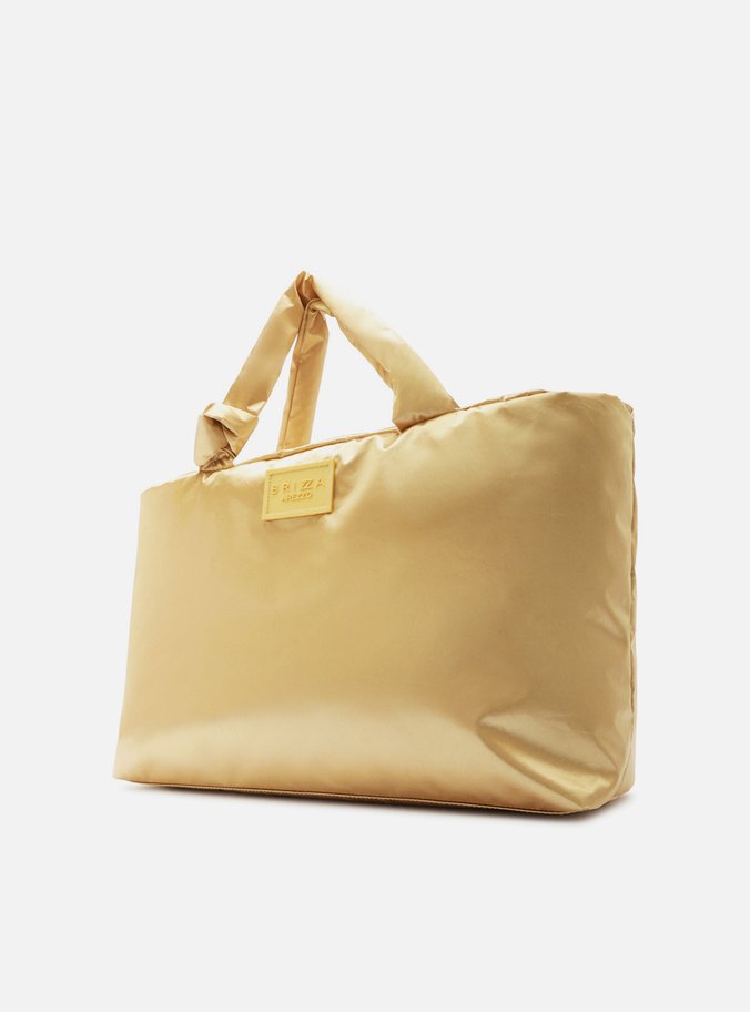 Bolsa Shopping Dourada Nylon Bella Grande