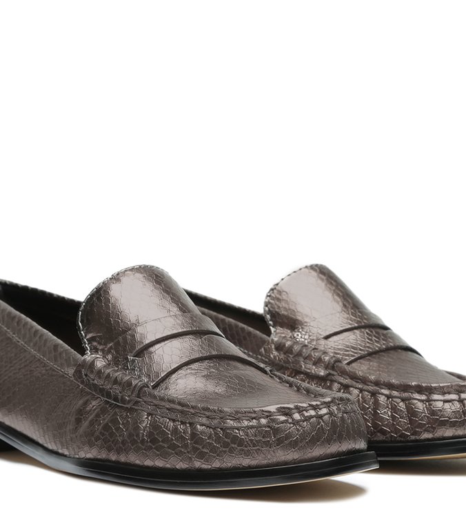 Mocassim Snake Bico Redondo Tira Metal Grafite