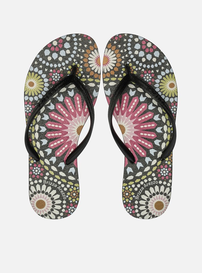 Chinelo de Dedo Preto Estampa Color Marrocos