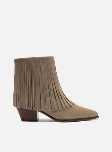 Bota Cinza Acamurçada Cano Curto Western Franjas